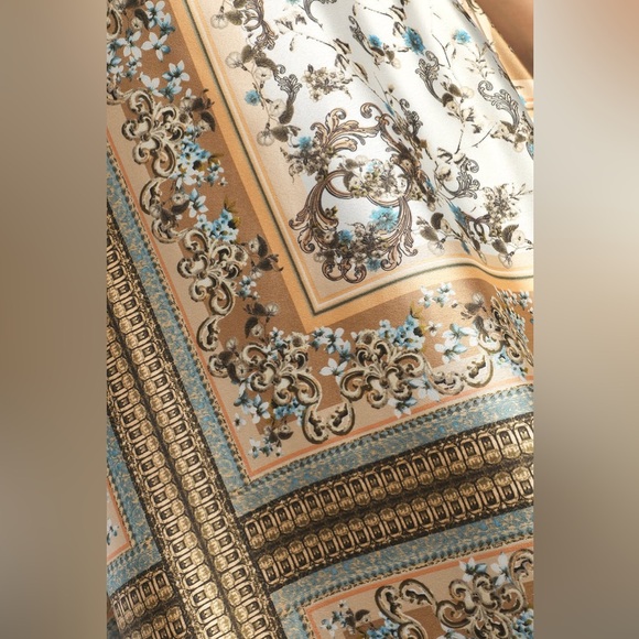 Lulu’s Divinely Inspired White Scarf Print Satin Backless Maxi Dress, Size M - Picture 5 of 15